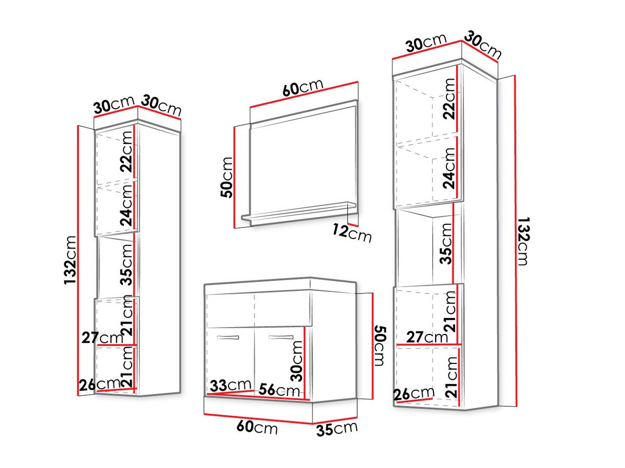 Conjunto de mueble de baño Sarasota 123 (Roble wotan)