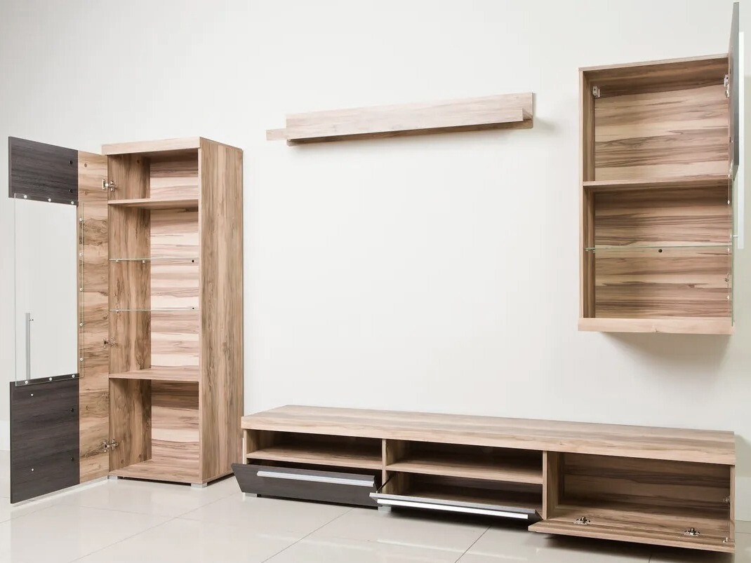 Conjunto de salón Sorciro 105 (Nuez + Roble oscuro)