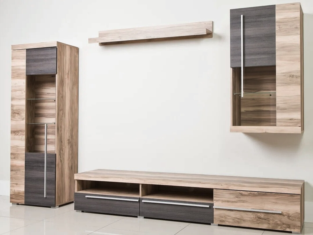 Conjunto de salón Sorciro 105 (Nuez + Roble oscuro)