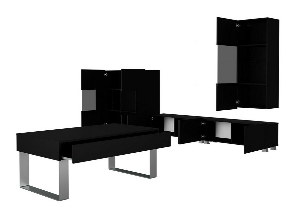 Conjunto de salón Tivdalu 140 (Negro + Negro brillante)