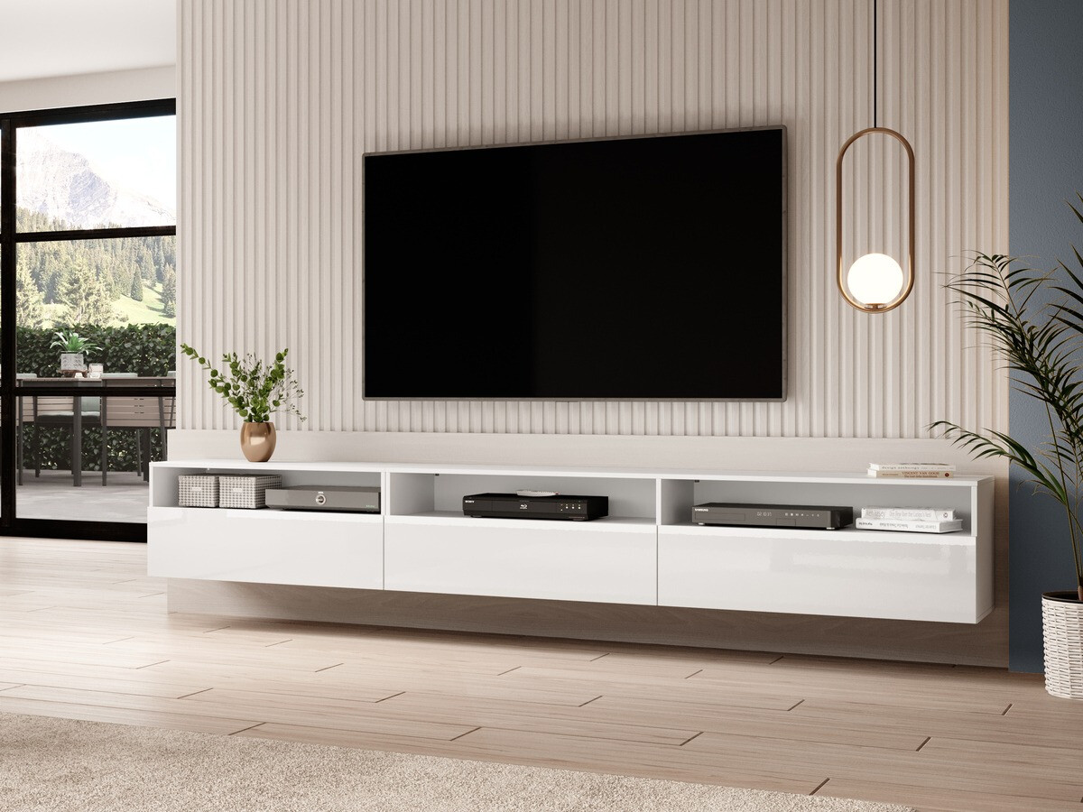 Mueble TV Serodeu 105 (Blanco + Blanco brillante)