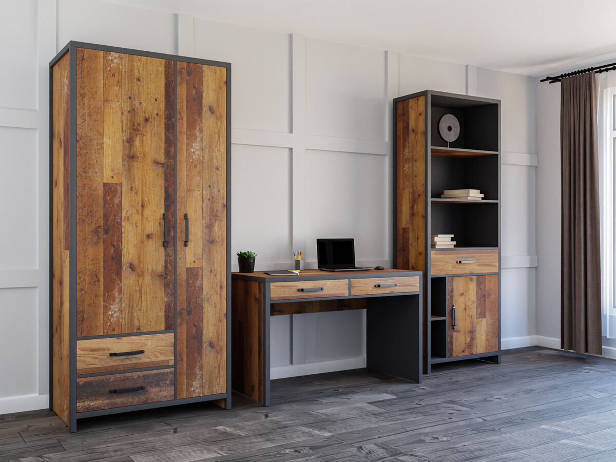 Conjunto para oficina en casa Belsera 114 (Marrón + Madera gris)