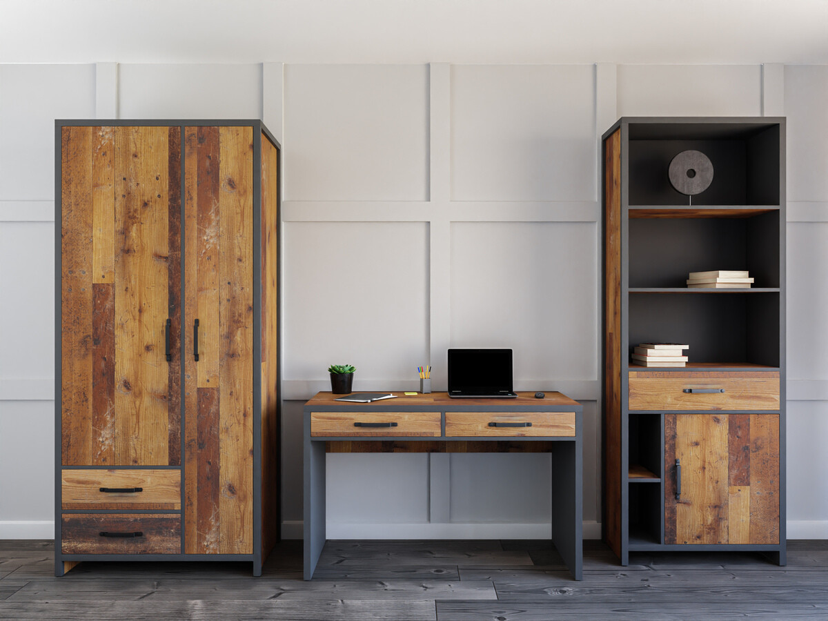 Conjunto para oficina en casa Belsera 114 (Marrón + Madera gris)