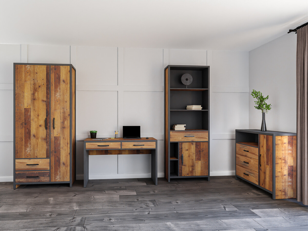 Conjunto para oficina en casa Belsera 115 (Marrón + Madera gris)