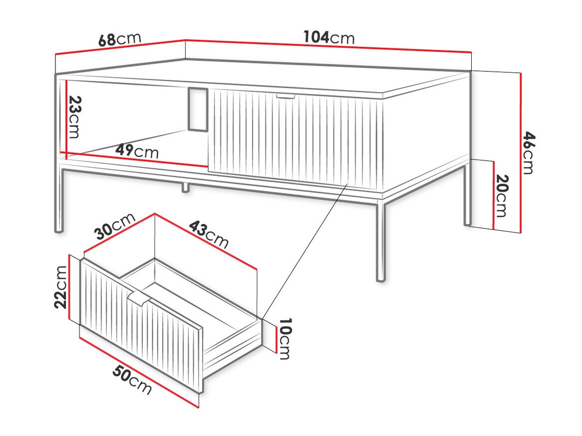 Mesa de centro Lima L104 (Gris + Negro)