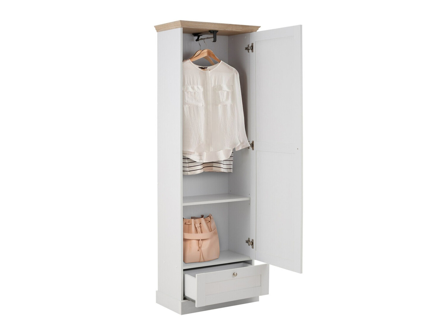 Armario Lirveri 100 (Blanco + Roble claro)