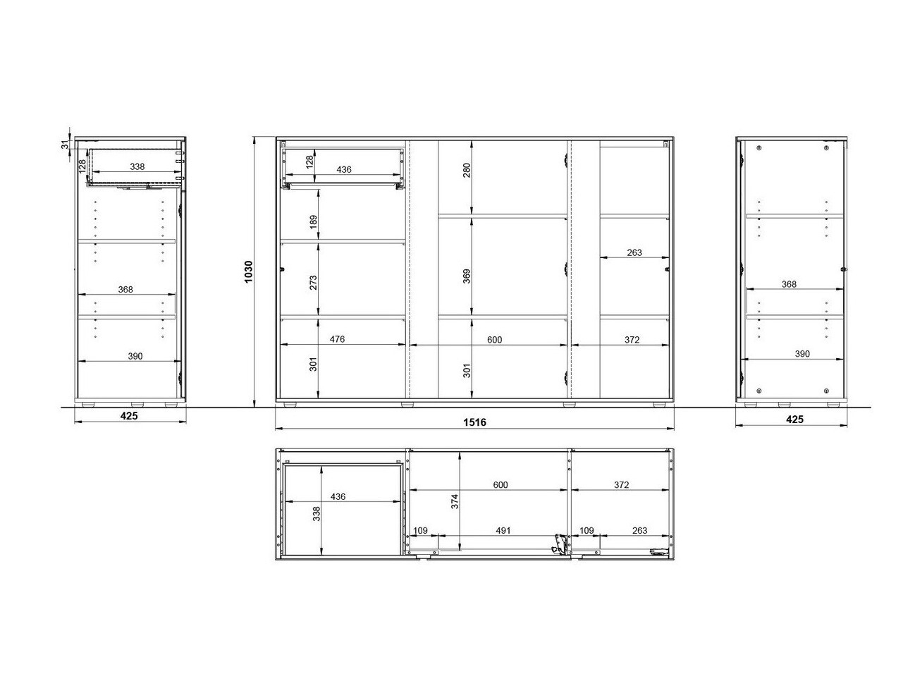Cómoda Sacramento 291 (Gris brillante + Grafito)