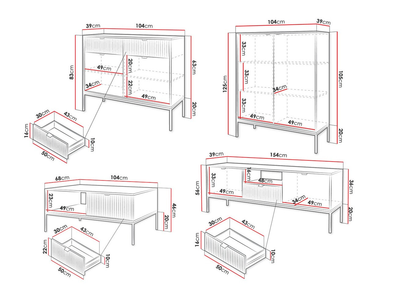 Conjunto de salón Lima L106 (Gris + Negro)