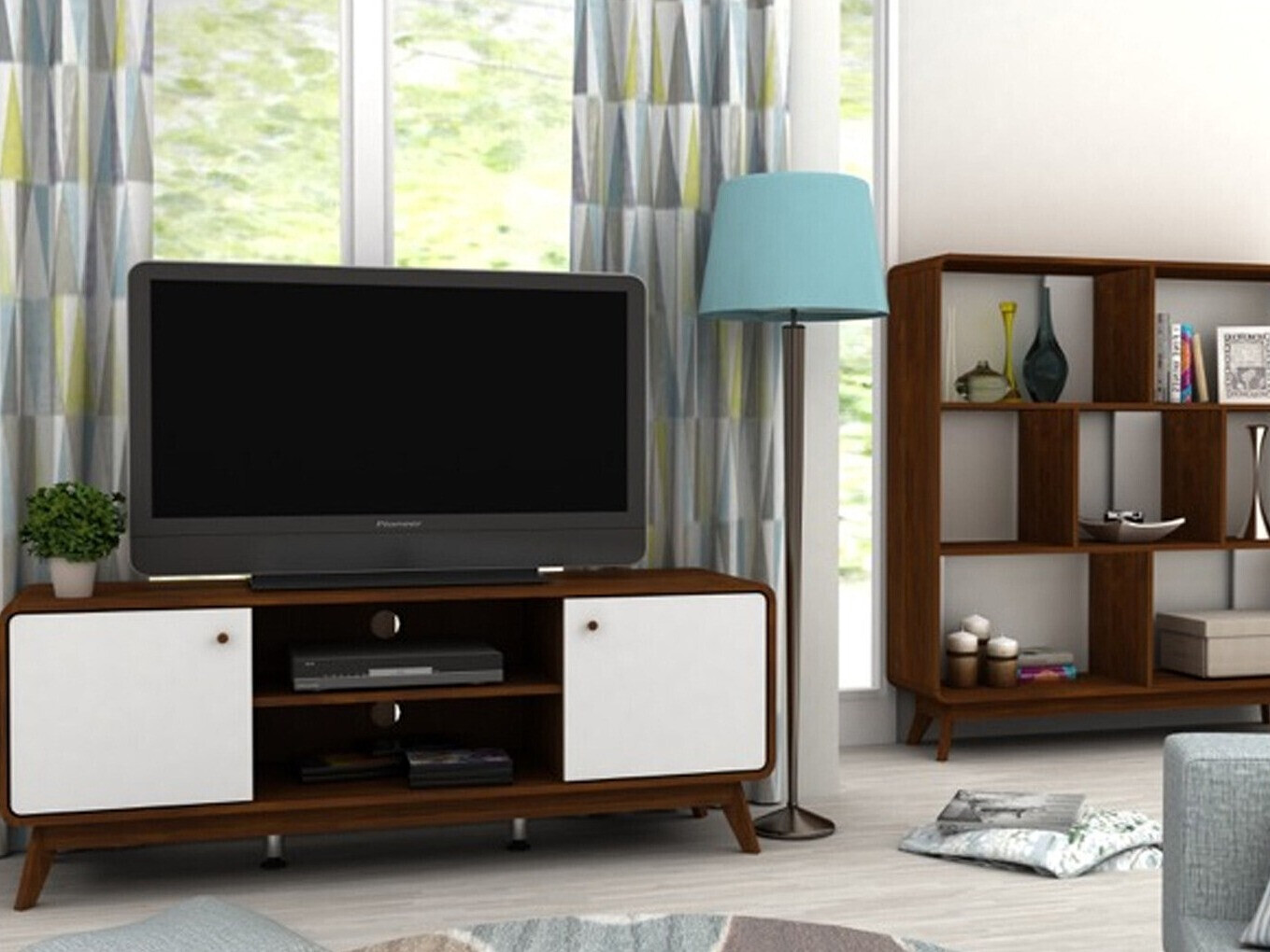Mueble TV Elbtena 107 (Nuez + Blanco)