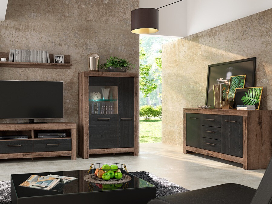 Cómoda Dunfelu 100 (Roble del Monastery + Roble negro)