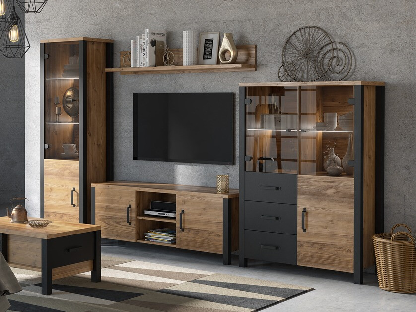Mueble TV Tornua 104 (Abeto oscuro + Negro mate)