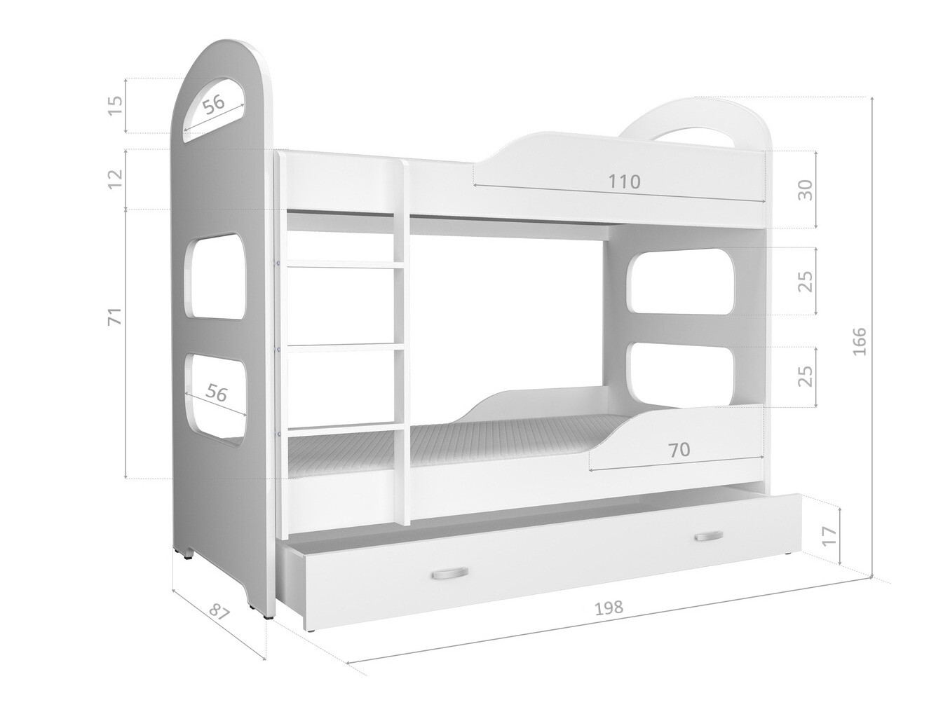 Litera Aurora 116 (Blanco + Rosa)