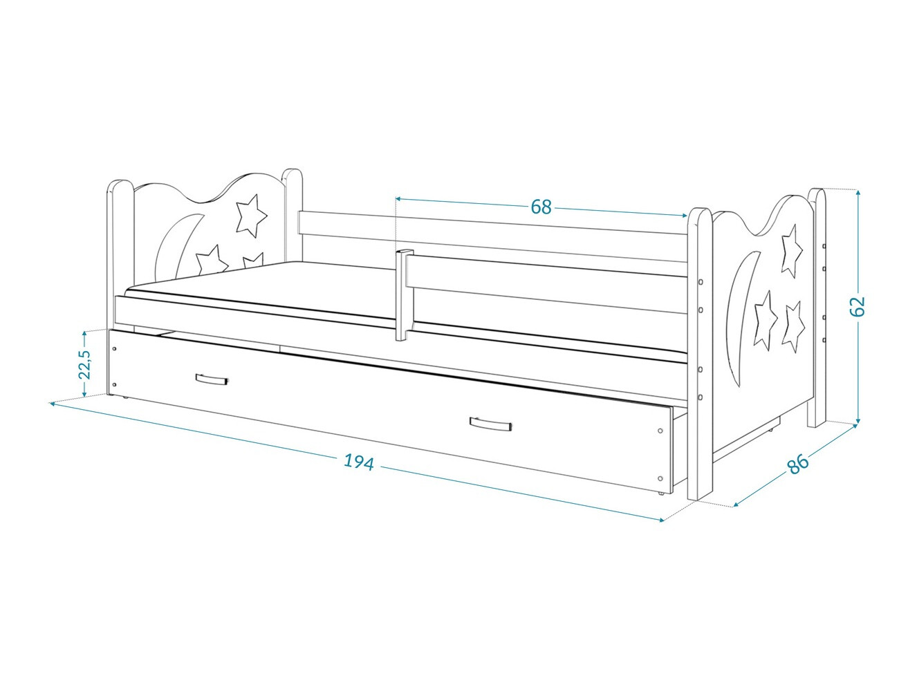 Cama Aurora 124 (Gris)