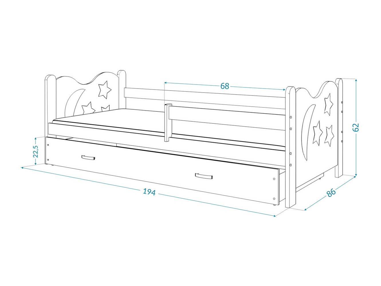 Cama Aurora 124 (Gris)