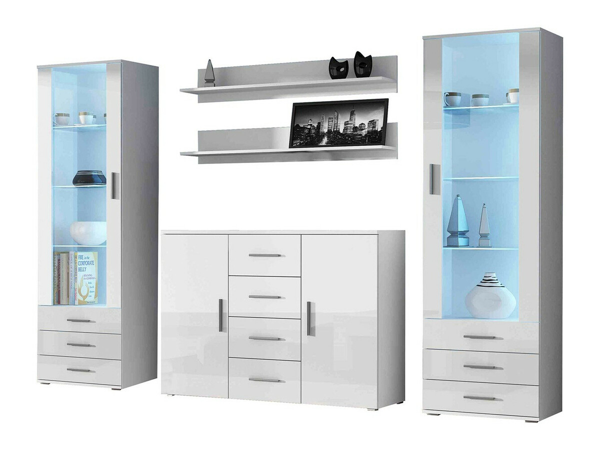 Conjunto de salón Tornola 112 (Blanco + Blanco brillante)