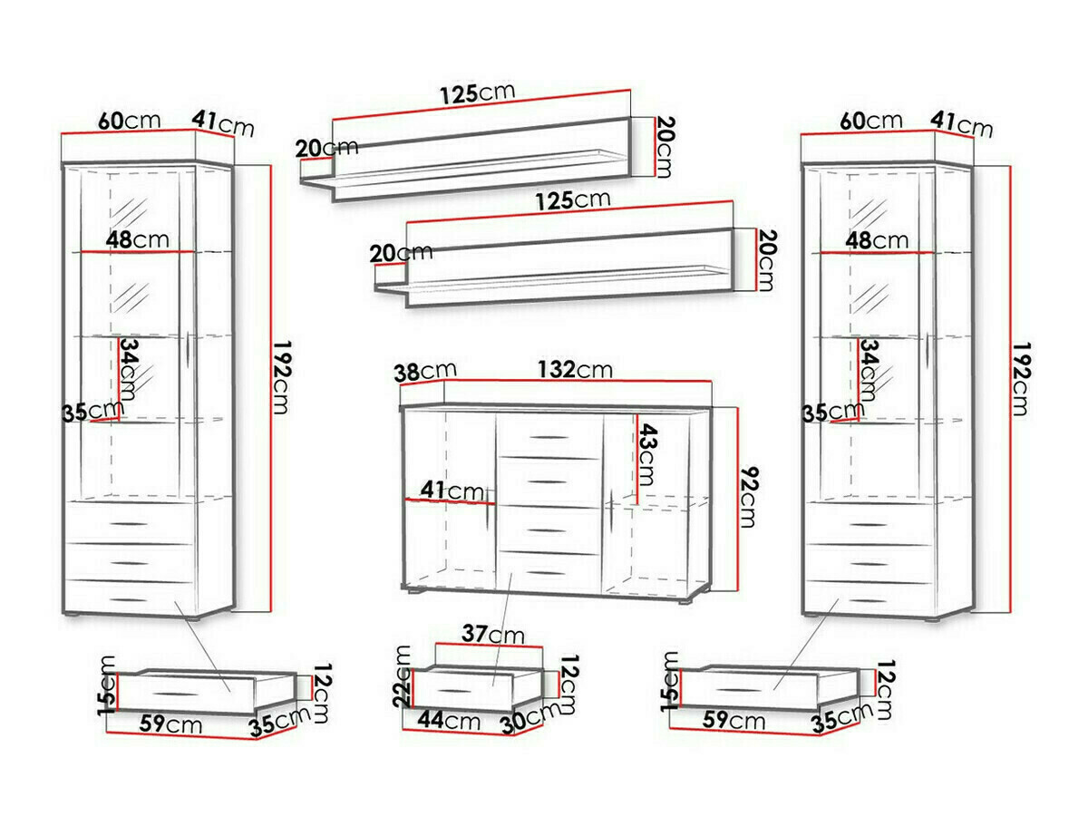 Conjunto de salón Tornola 112 (Negro + Negro brillante)