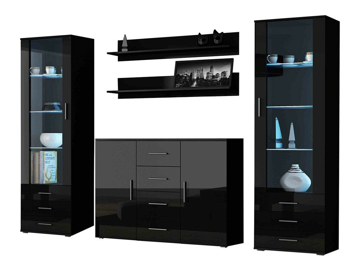 Conjunto de salón Tornola 112 (Negro + Negro brillante)