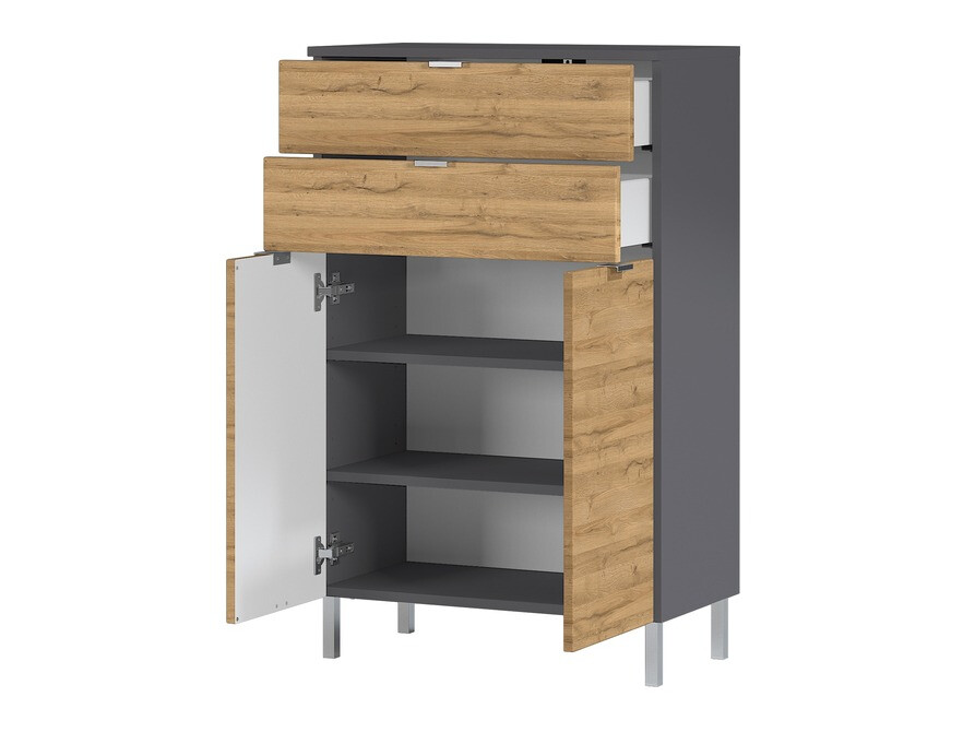 Conjunto de mueble de baño Lomcamo 109 (Grafito + Roble nieto)