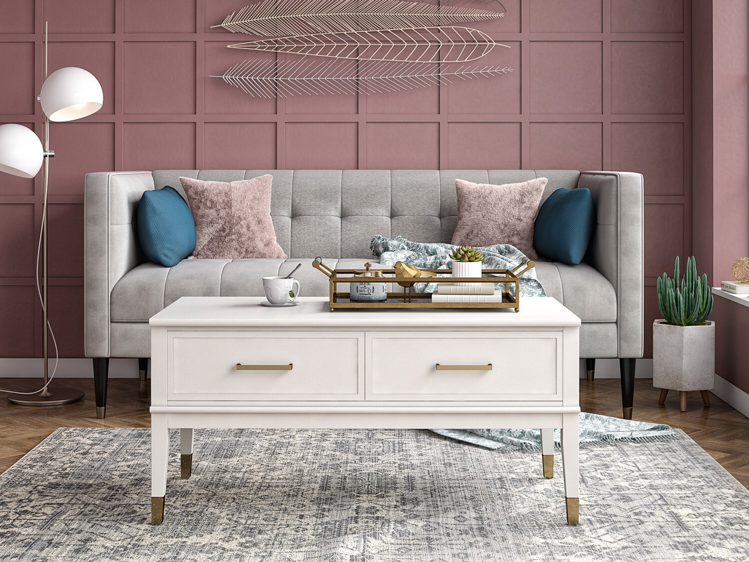 Mesa de centro convertible CosmoLiving by Cosmopolitan Belromu 105 (Blanco)