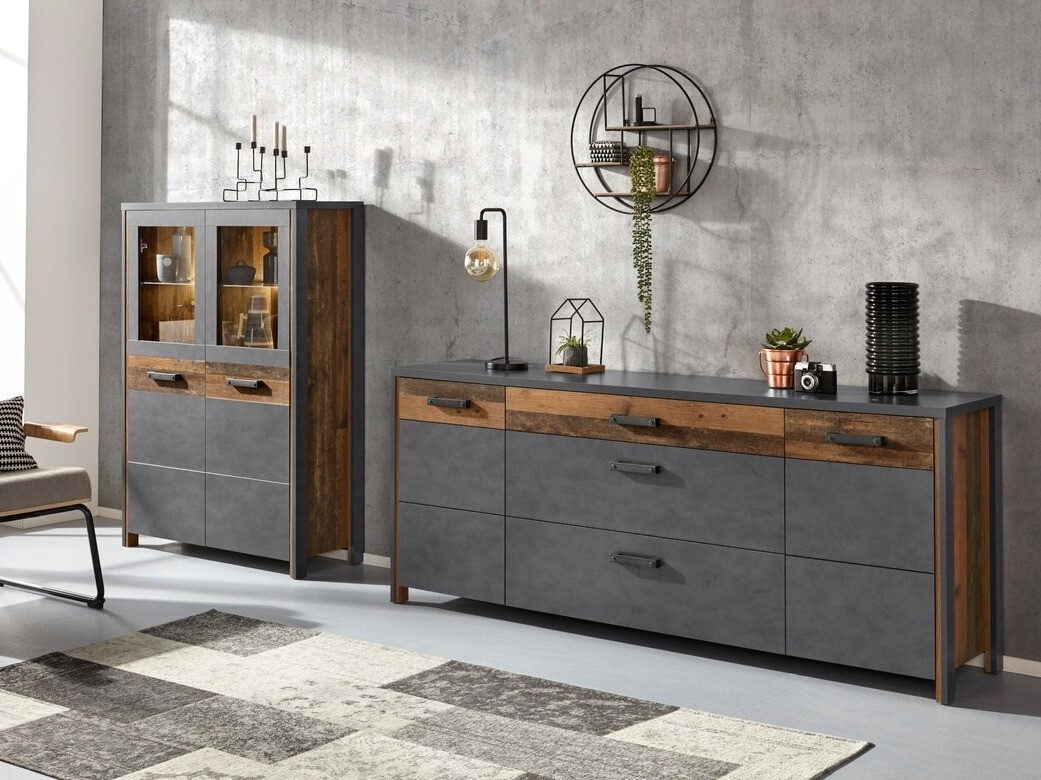 Aparador Austin Y105 (Madera gris + Arbol envejecido)