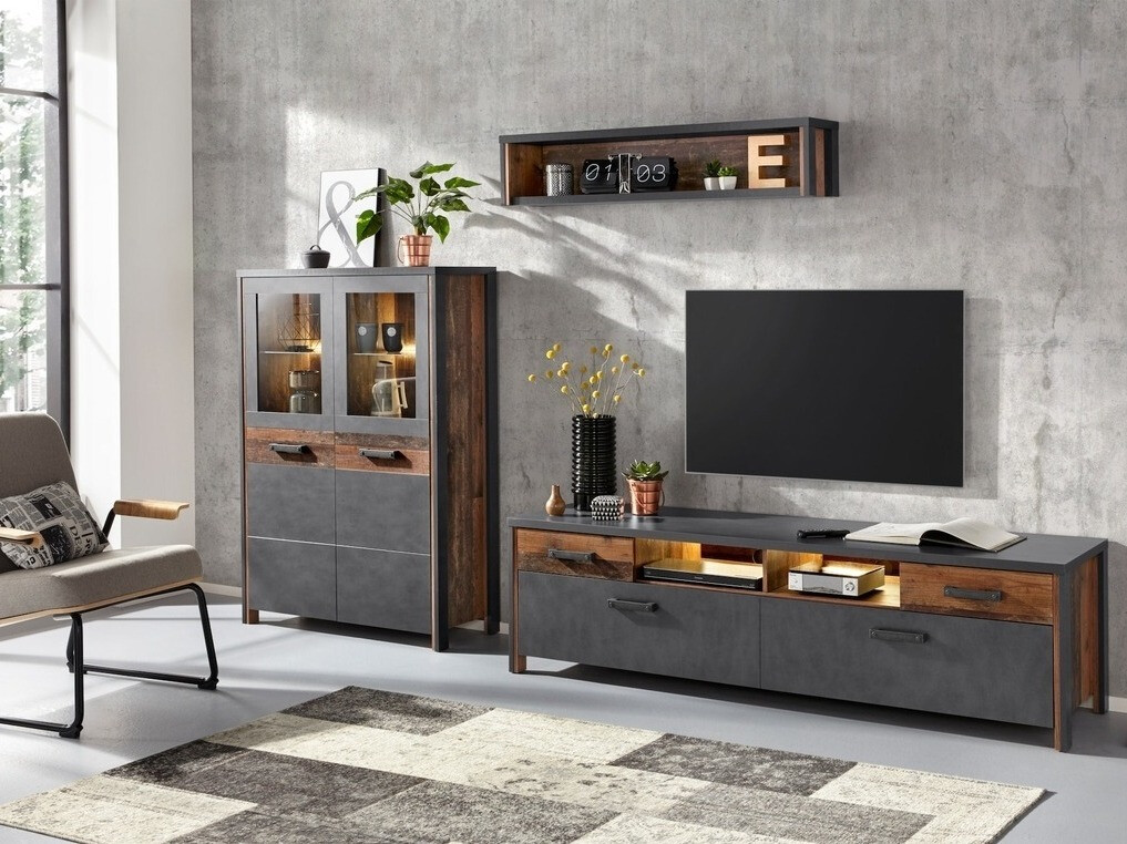 Aparador Austin Y105 (Madera gris + Arbol envejecido)