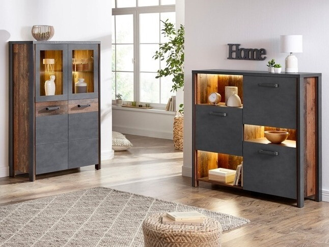 Aparador Austin Y105 (Madera gris + Arbol envejecido)