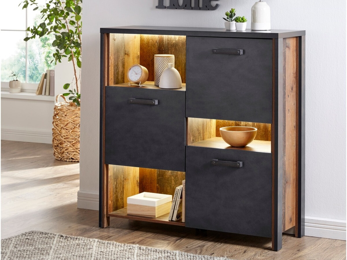 Aparador Austin Y108 (Madera gris + Arbol envejecido)