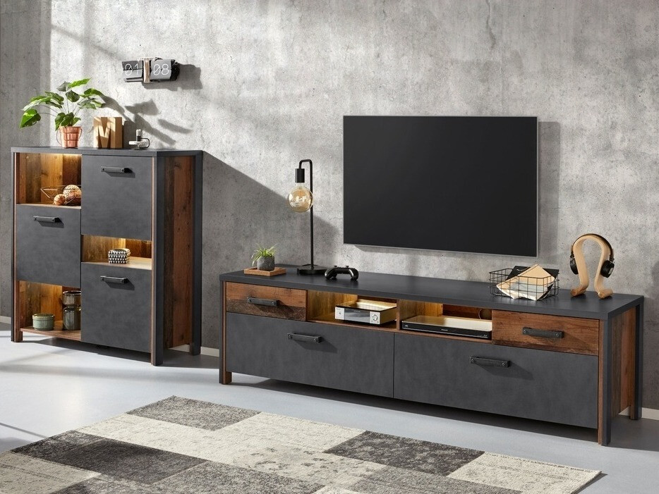 Aparador Austin Y108 (Madera gris + Arbol envejecido)