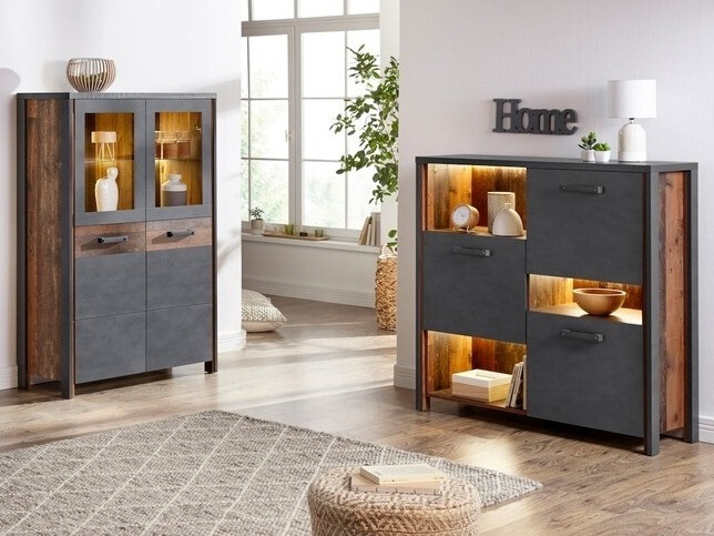 Aparador Austin Y108 (Madera gris + Arbol envejecido)