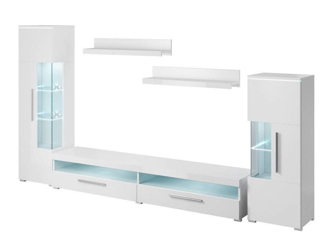 Conjunto de salón Torvire 107 (Blanco + Blanco brillante)