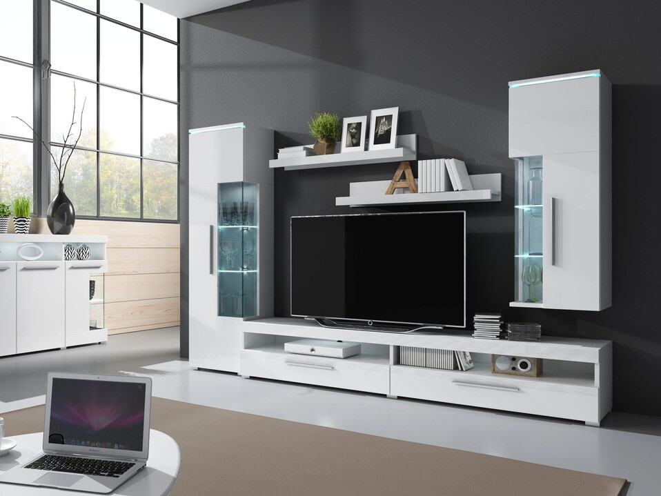 Estantería Torvire 106 (Blanco + Blanco brillante)