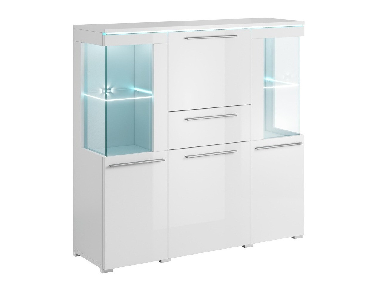 Cómoda Torvire 115 (Blanco + Blanco brillante)