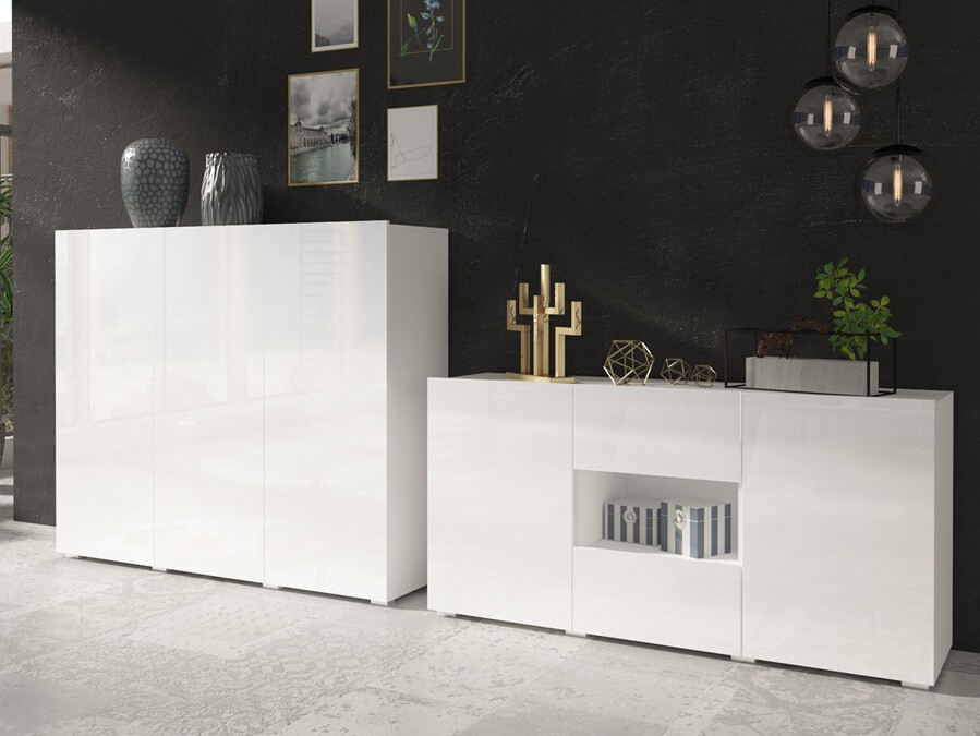 Conjunto de salón Austin V104 (Blanco brillante)