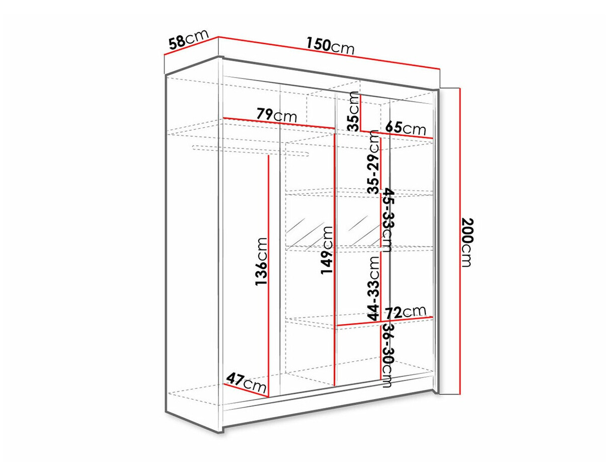 Armario Closico 141 (Negro + Roble Artisan)