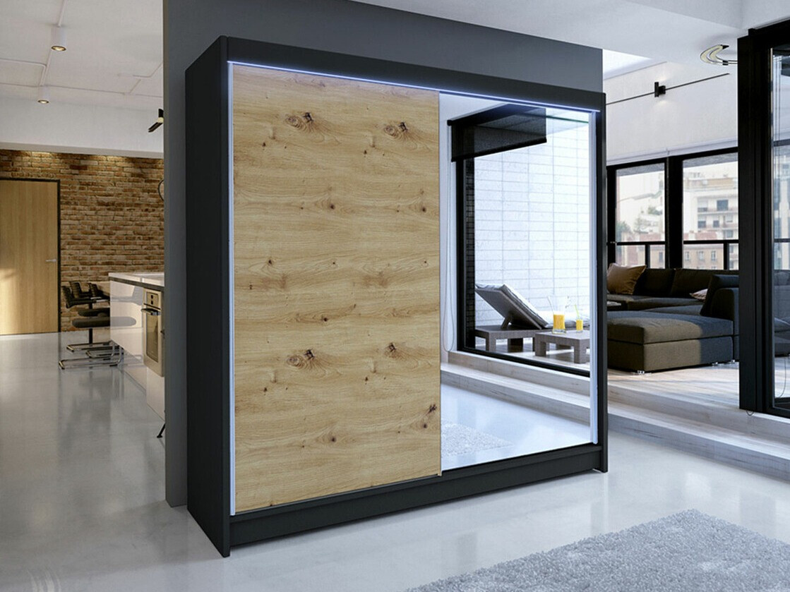 Armario Closico 137 (Negro + Roble Artisan)