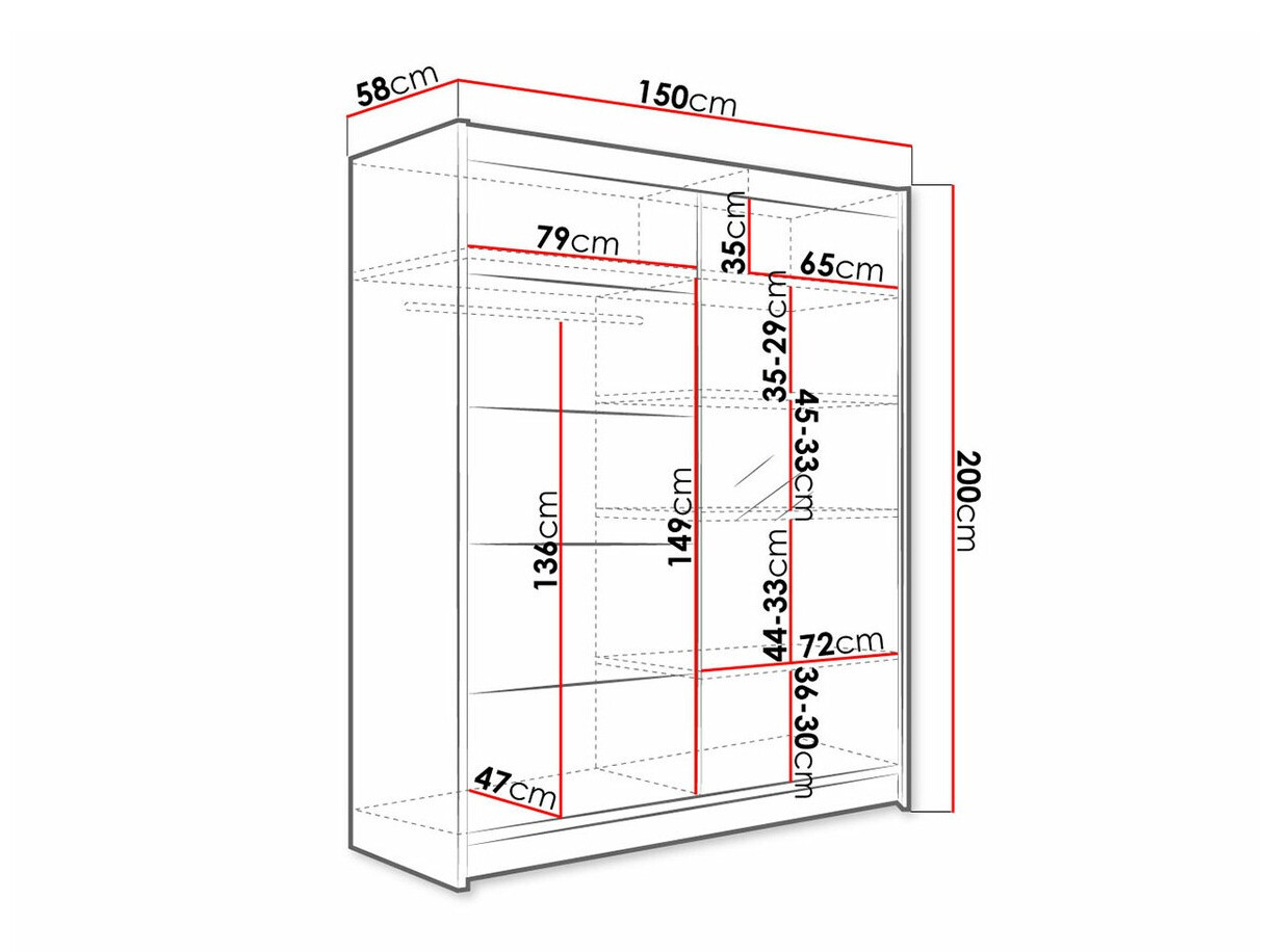 Armario Closico 143 (Negro + Roble Artisan)