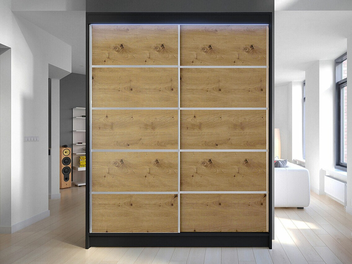 Armario Closico 145 (Negro + Roble Artisan)