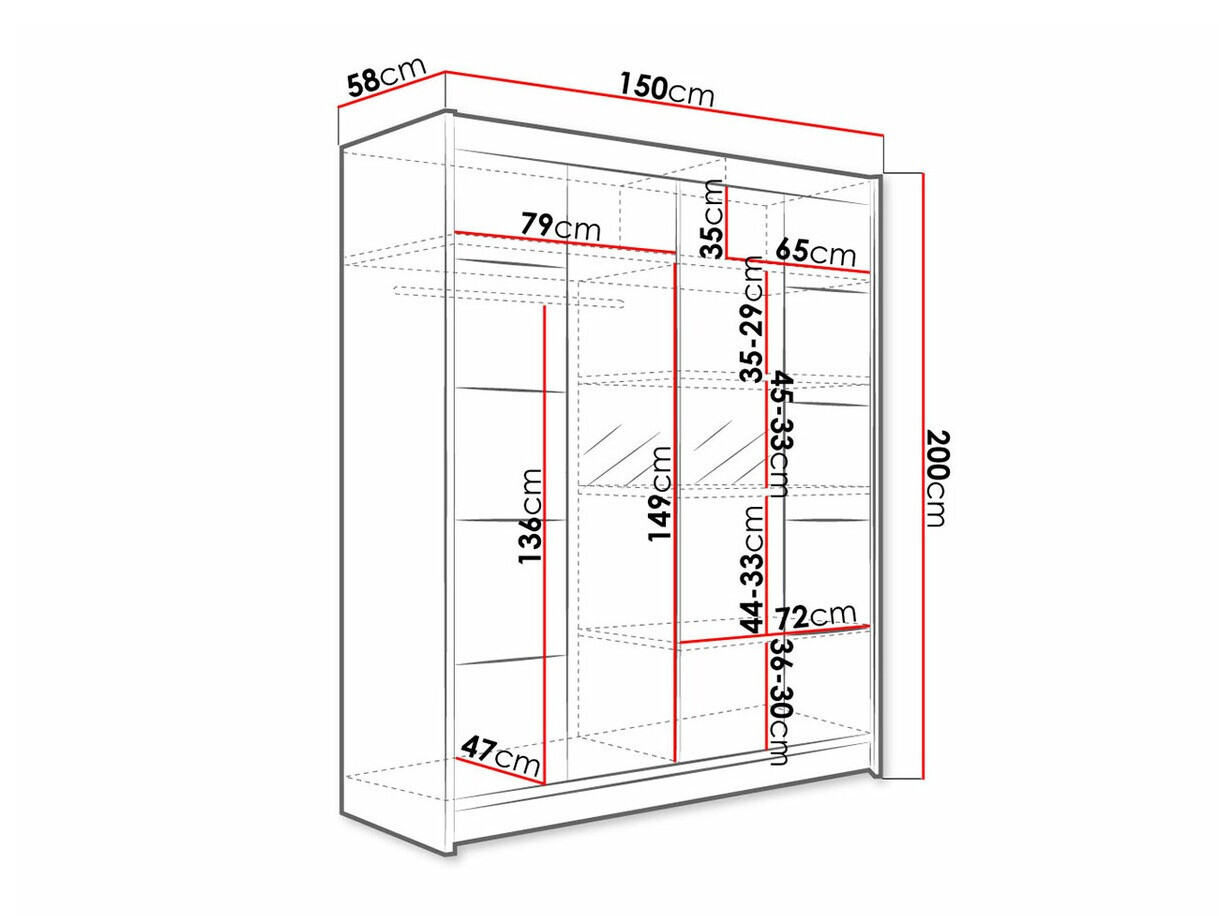 Armario Closico 146 (Negro + Roble Artisan)