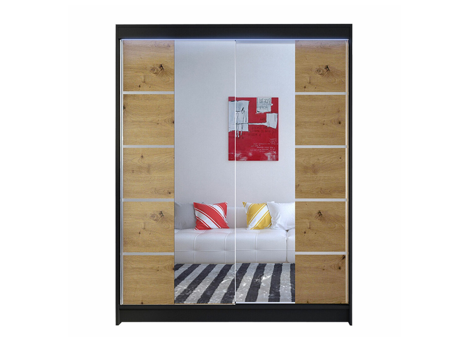 Armario Closico 146 (Negro + Roble Artisan)