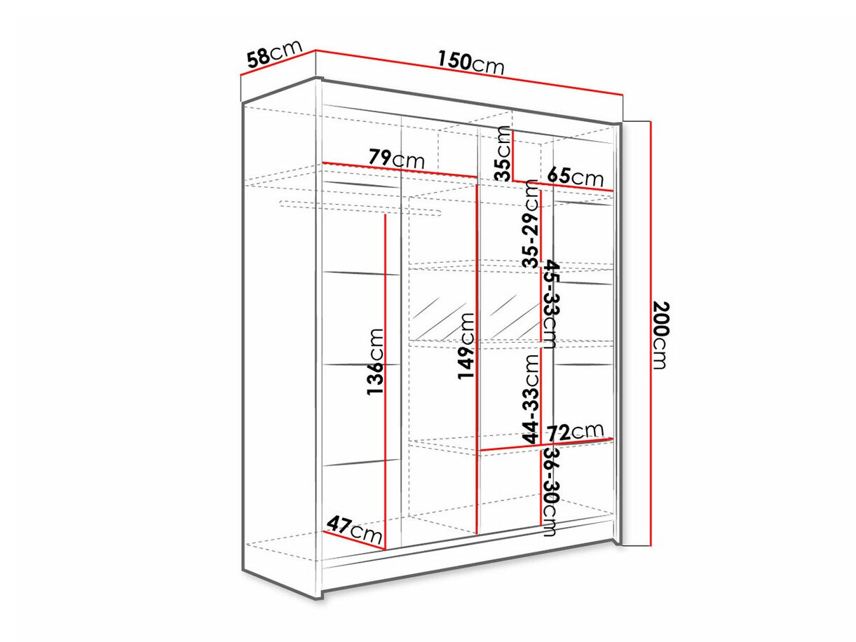 Armario Closico 146 (Negro + Roble Artisan)