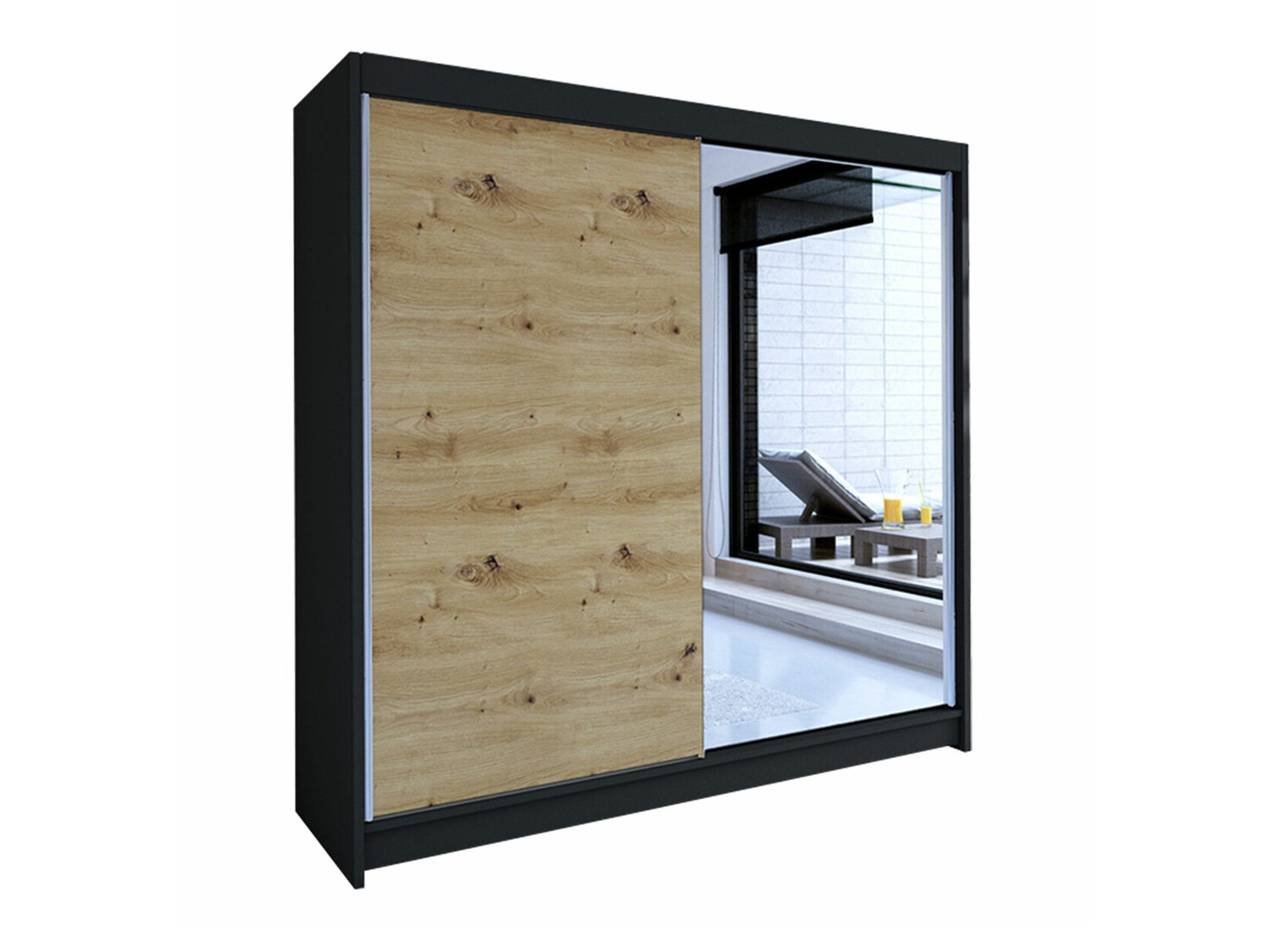 Armario Closico Cavaris I (Negro + Roble Artisan)