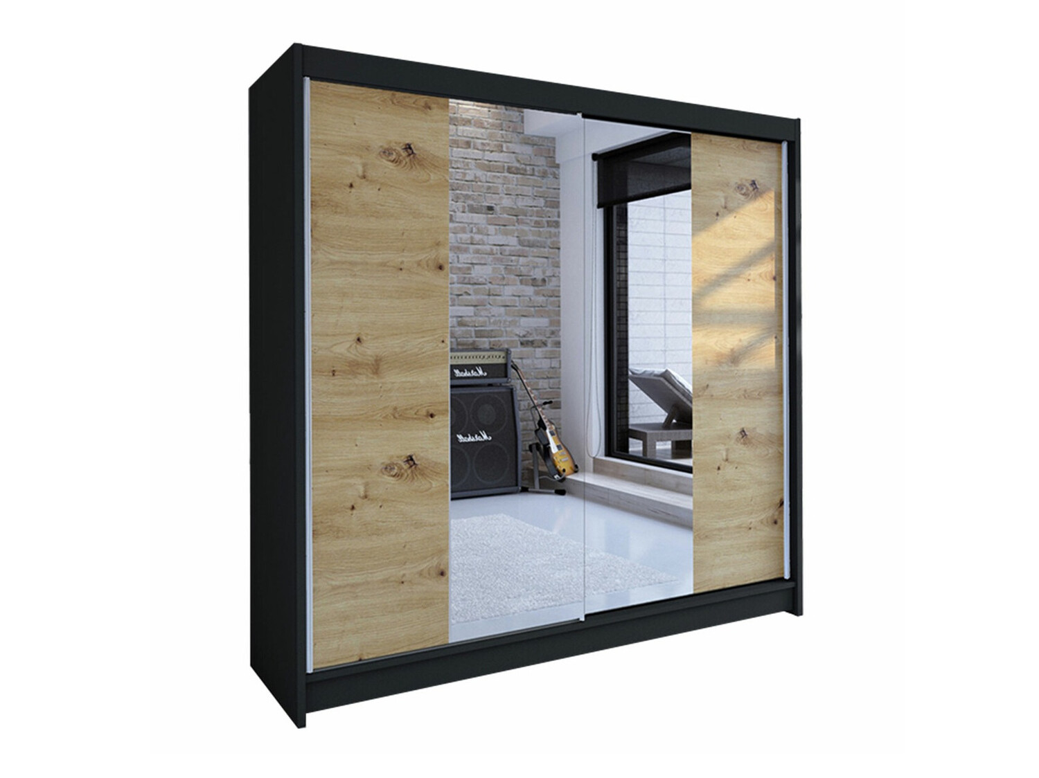 Armario Closico Cavaris II (Negro + Roble Artisan)