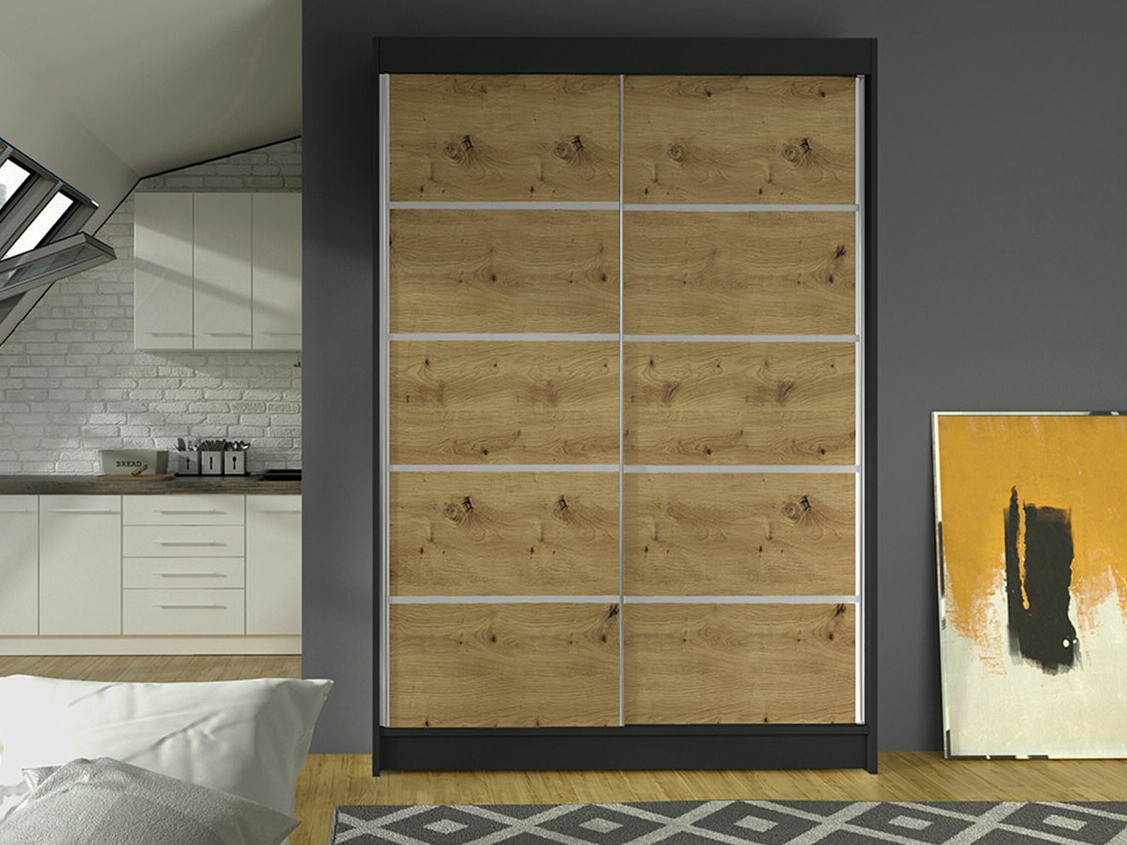 Armario Closico Salvor IV (Negro + Roble Artisan)
