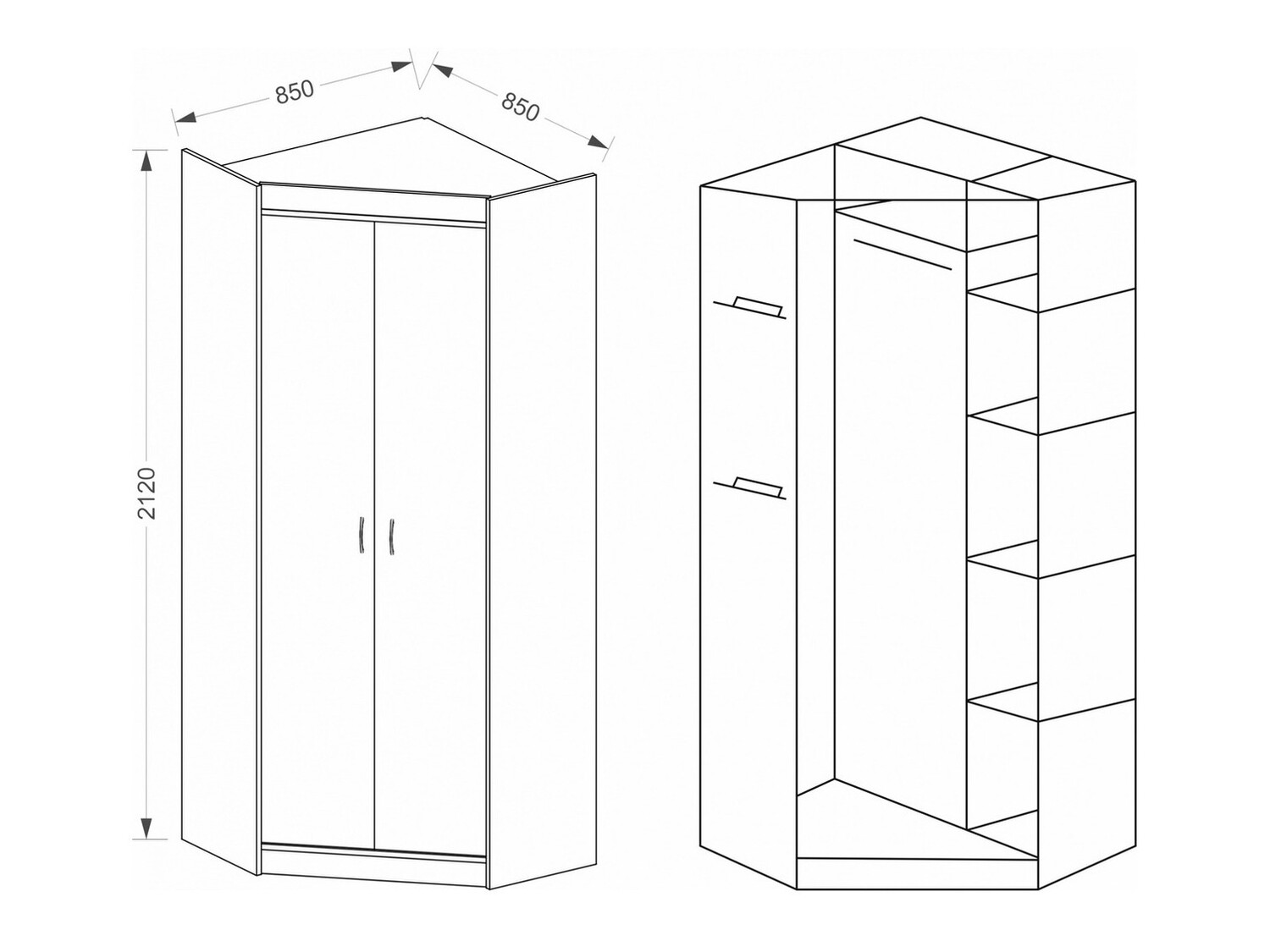 Armario de rincón Omaha A107 (Roble Sonoma)