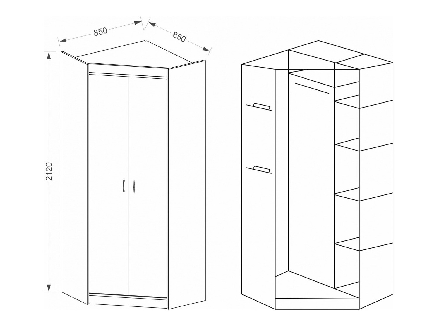 Armario de rincón Omaha A107 (Trufa roble)