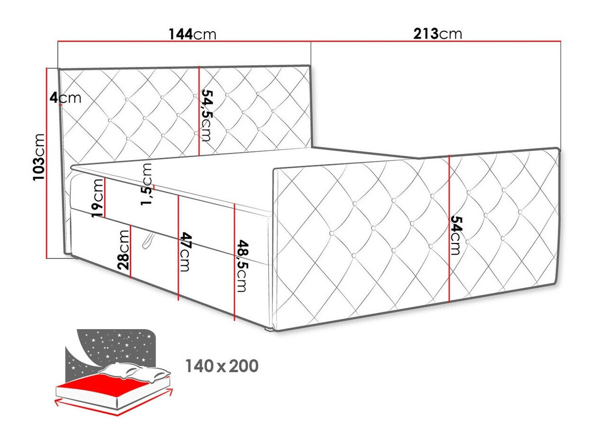 Cama continental Baltimore 158 (Magic Velvet 2208)