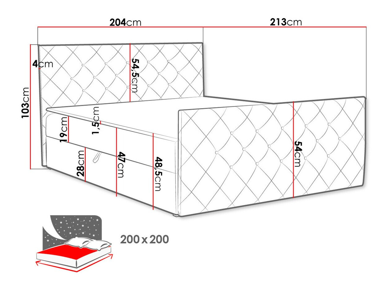 Cama continental Baltimore 158 (Amor Velvet 4303)