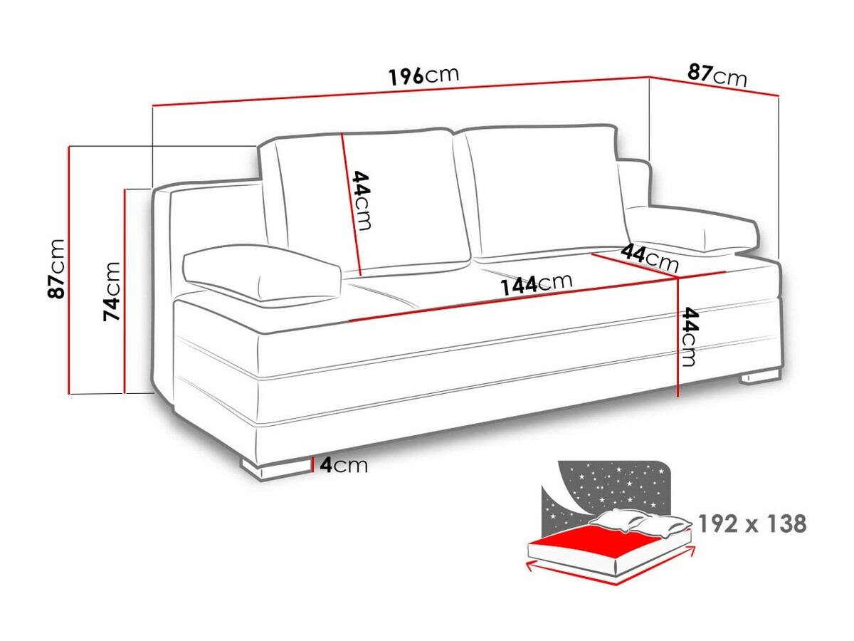 Sofá-cama Providence H100 (Avellio 101 + Avellio 118)