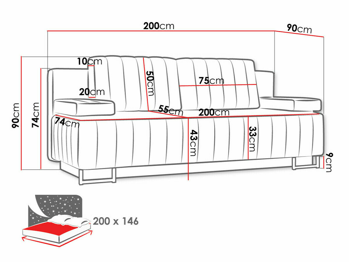 Sofá-cama Columbus 152 (Lux 34)