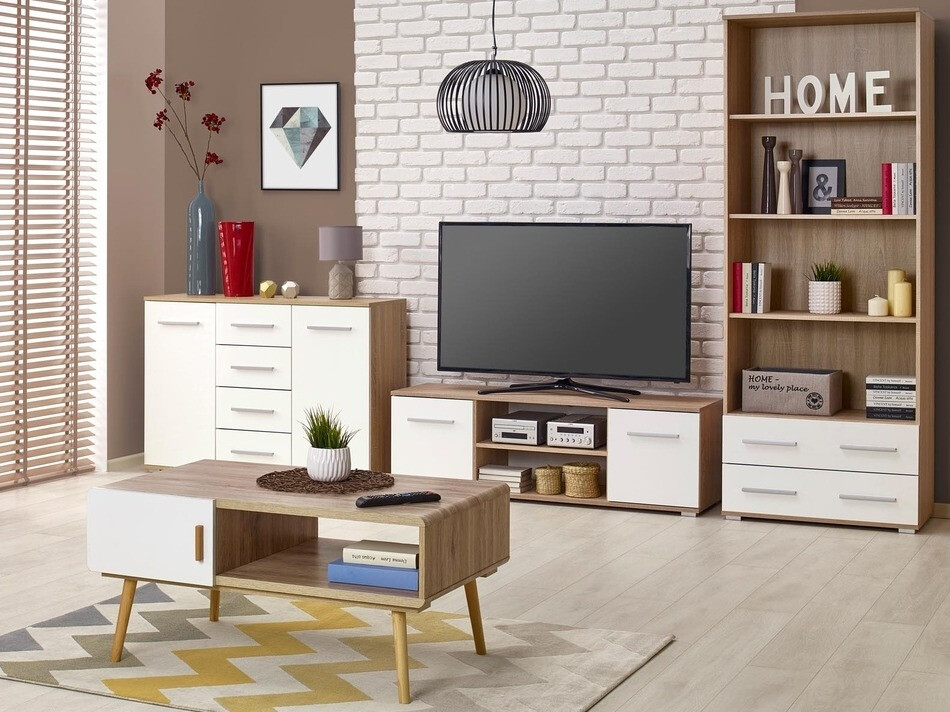 Mueble TV Cirveso 109 (Roble Sonoma + Blanco brillante)